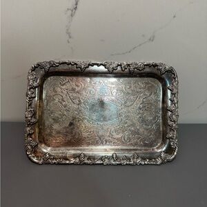 Ornate Silver Rectangular Tray